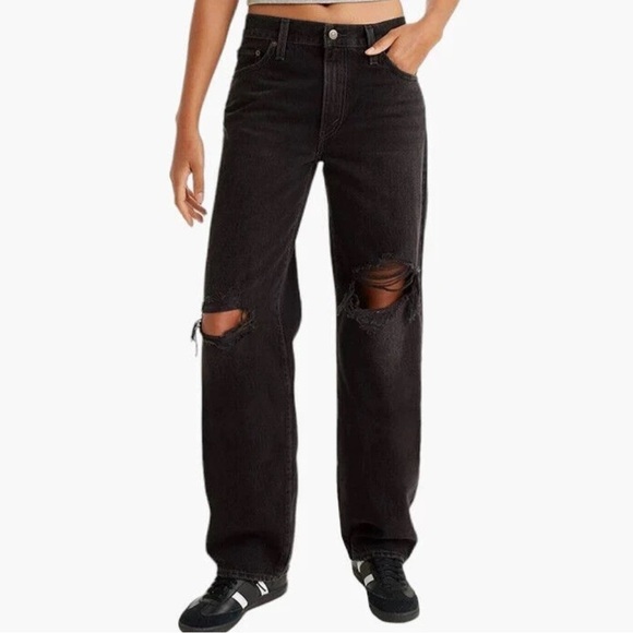 NWT Levi’s Baggy Dad High Rise Black Jeans Women’s Size 24 - Picture 1 of 15
